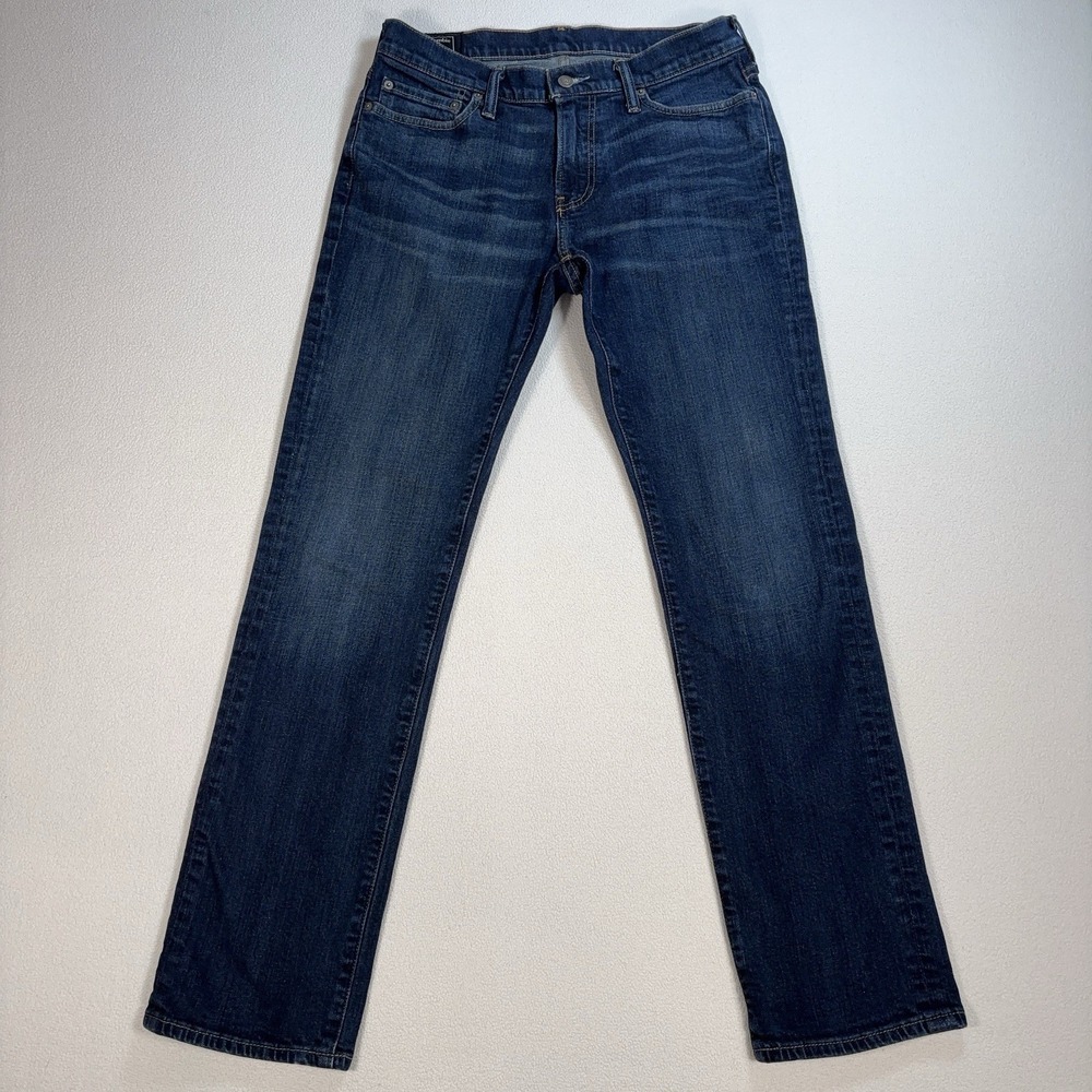 Abercrombie & Fitch Kennan Straight Jeans Men's 30 (fits 31x31) Blue Stretch